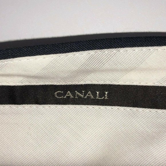 Canali Brown Label Navy Wool Flat Front Pants - Picture 8 of 8